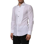 Dolce & Gabbana White Bib Cotton Poplin GOLD Men Formal Shirt TSH906886-39