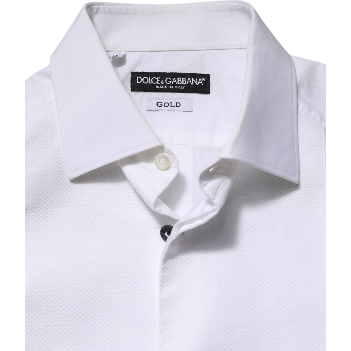 Dolce & Gabbana White Bib Cotton Poplin GOLD Men Formal Shirt TSH906886-39