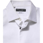 Dolce & Gabbana White Bib Cotton Poplin GOLD Men Formal Shirt TSH906886-39