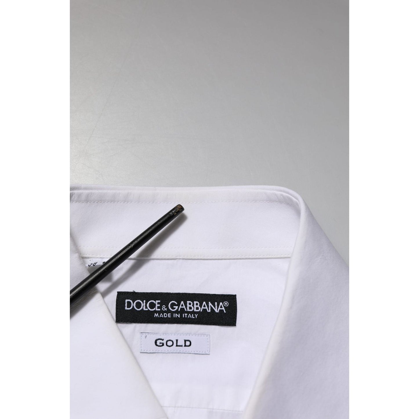 Dolce & Gabbana White Bib Cotton Poplin GOLD Men Formal Shirt TSH906886-39