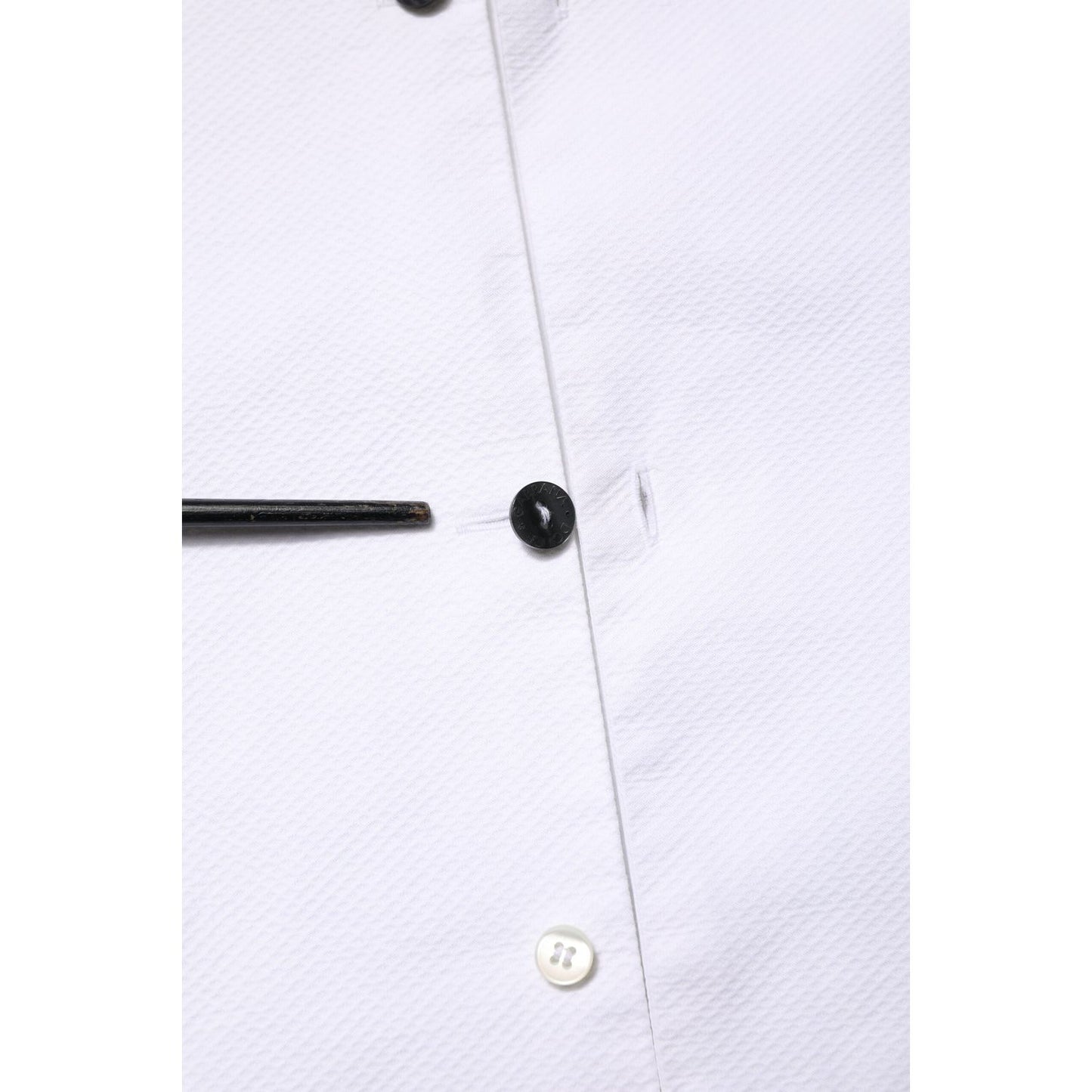 Dolce & Gabbana White Bib Cotton Poplin GOLD Men Formal Shirt TSH906886-39