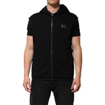 Dolce & Gabbana Black Sleeveless Hooded Logo Plaque Jacket JKT41508-48