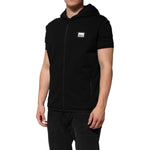Dolce & Gabbana Black Sleeveless Hooded Logo Plaque Jacket JKT41508-48