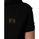 Dolce & Gabbana Black Sleeveless Hooded Logo Plaque Jacket JKT41508-48