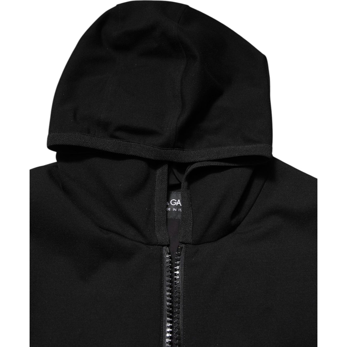 Dolce & Gabbana Black Sleeveless Hooded Logo Plaque Jacket JKT41509-48