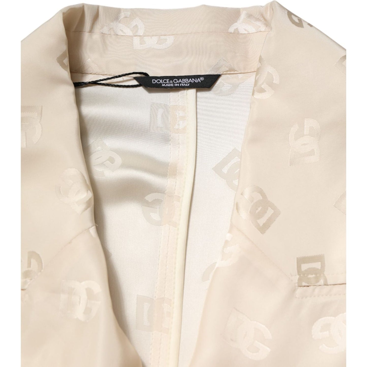 Dolce & Gabbana Beige Polyester Logo Monogram Coat Jacket JKT41512-50