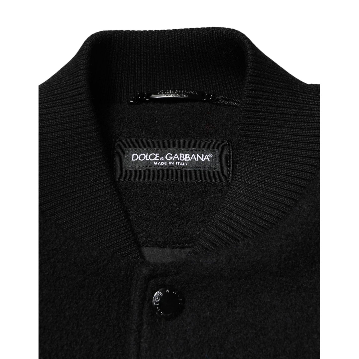 Dolce & Gabbana Black Wool Logo Plaque Bomber Jacket JKT41519-56