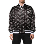 Dolce & Gabbana Black Polyester Heart Print Bomber Jacket JKT41524-52