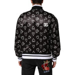 Dolce & Gabbana Black Polyester Heart Print Bomber Jacket JKT41524-52