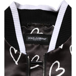 Dolce & Gabbana Black Polyester Heart Print Bomber Jacket JKT41524-52