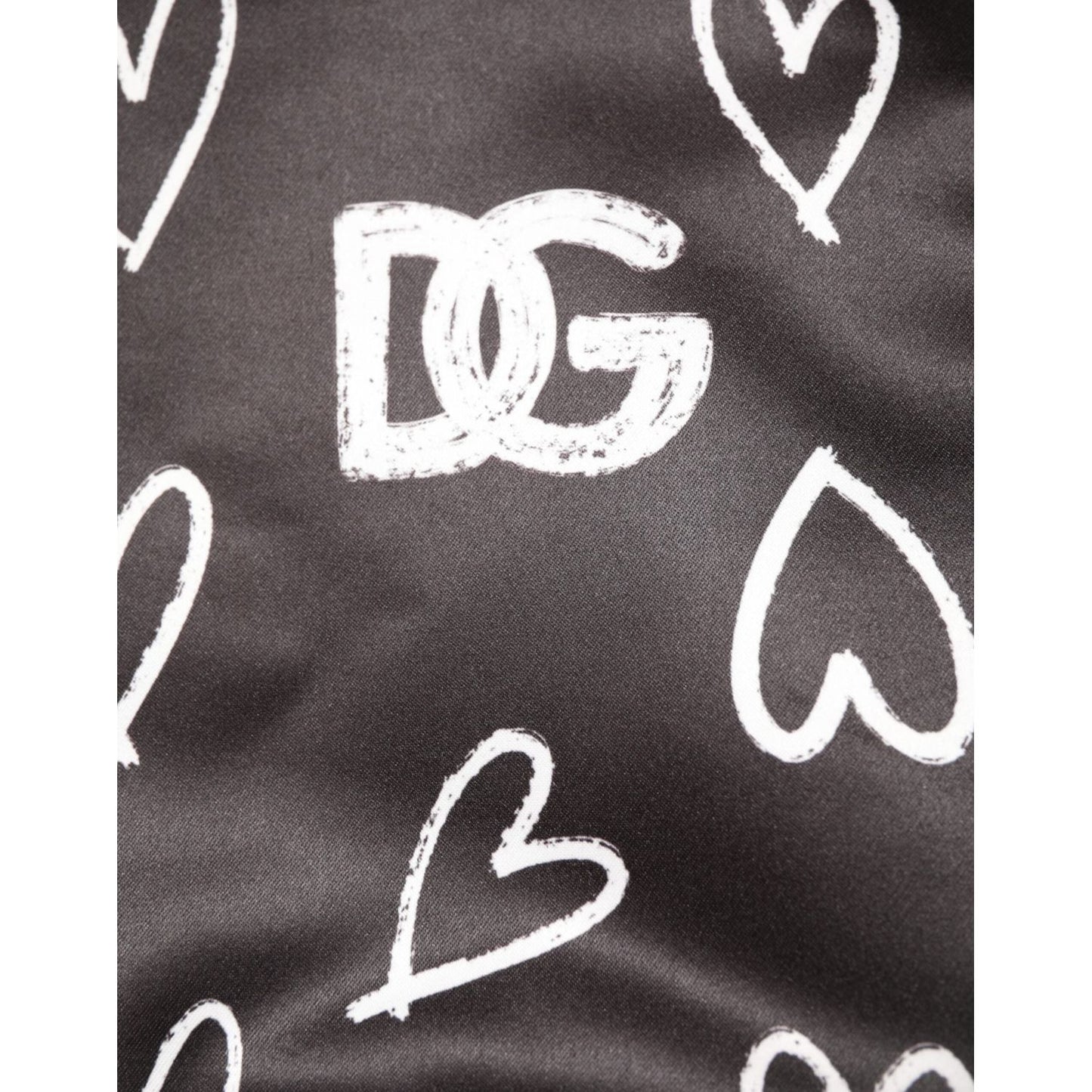 Dolce & Gabbana Black Polyester Heart Print Bomber Jacket JKT41524-52
