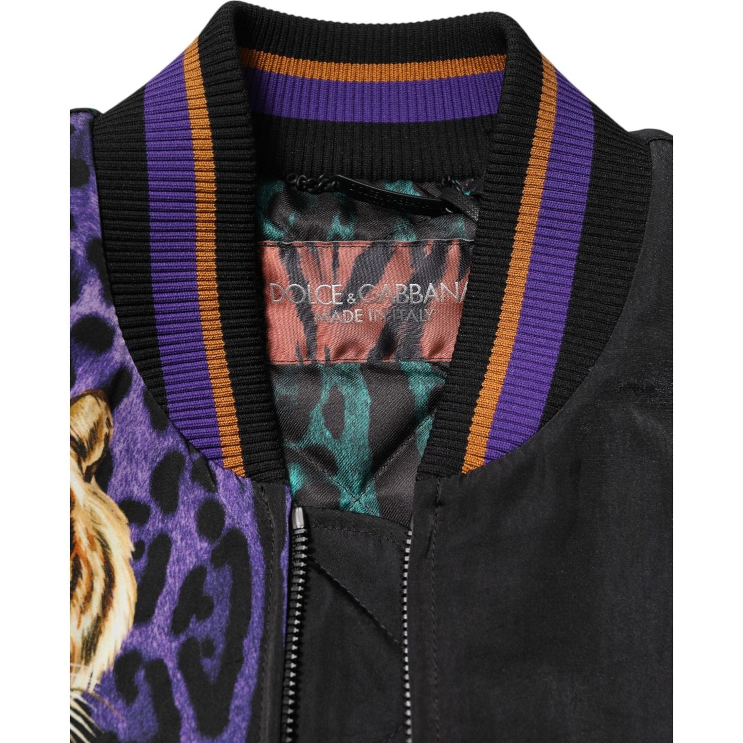 Dolce & Gabbana Multicolor Tiger Print Men Bomber Jacket JKT41529-44