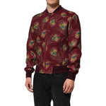 Dolce & Gabbana Maroon Peacock Feather Print Bomber Jacket JKT41532-48