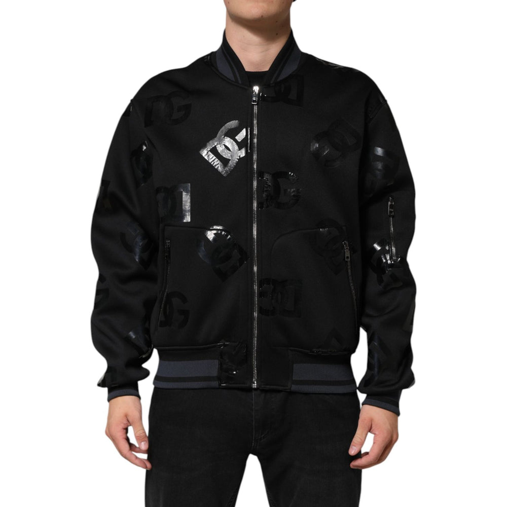 Dolce & Gabbana Black Wool Logo DG Mania Men Bomber Jacket JKT41541-54