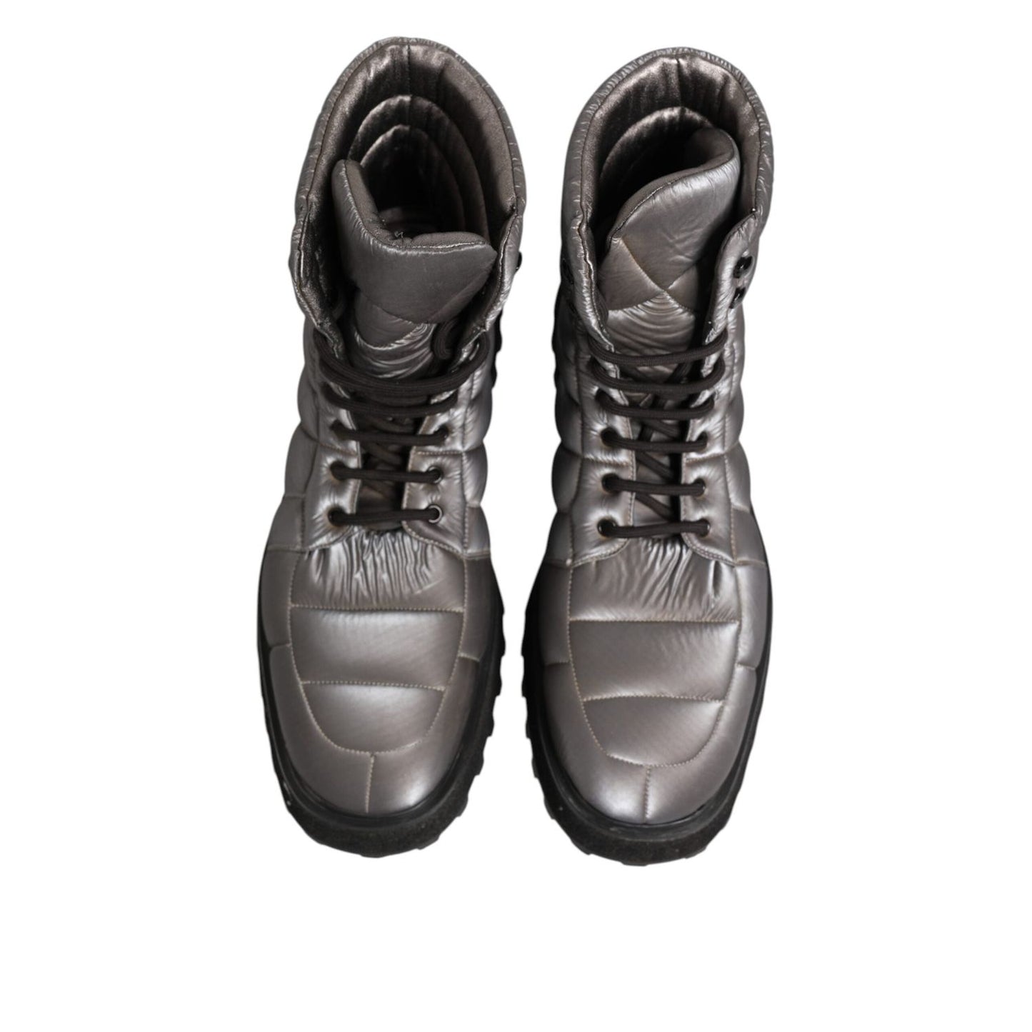 Dolce & Gabbana Silver Padded Mid Calf Lace Up Boots Shoes MV7367-44