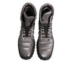 Dolce & Gabbana Silver Padded Mid Calf Lace Up Boots Shoes MV7367-44