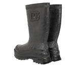 Dolce & Gabbana Metallic Black Pull On Rain Boots Shoes MV7817-43