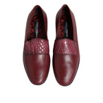 Dolce & Gabbana Burgundy Leather Formal Slip On Shoes MV7370-39
