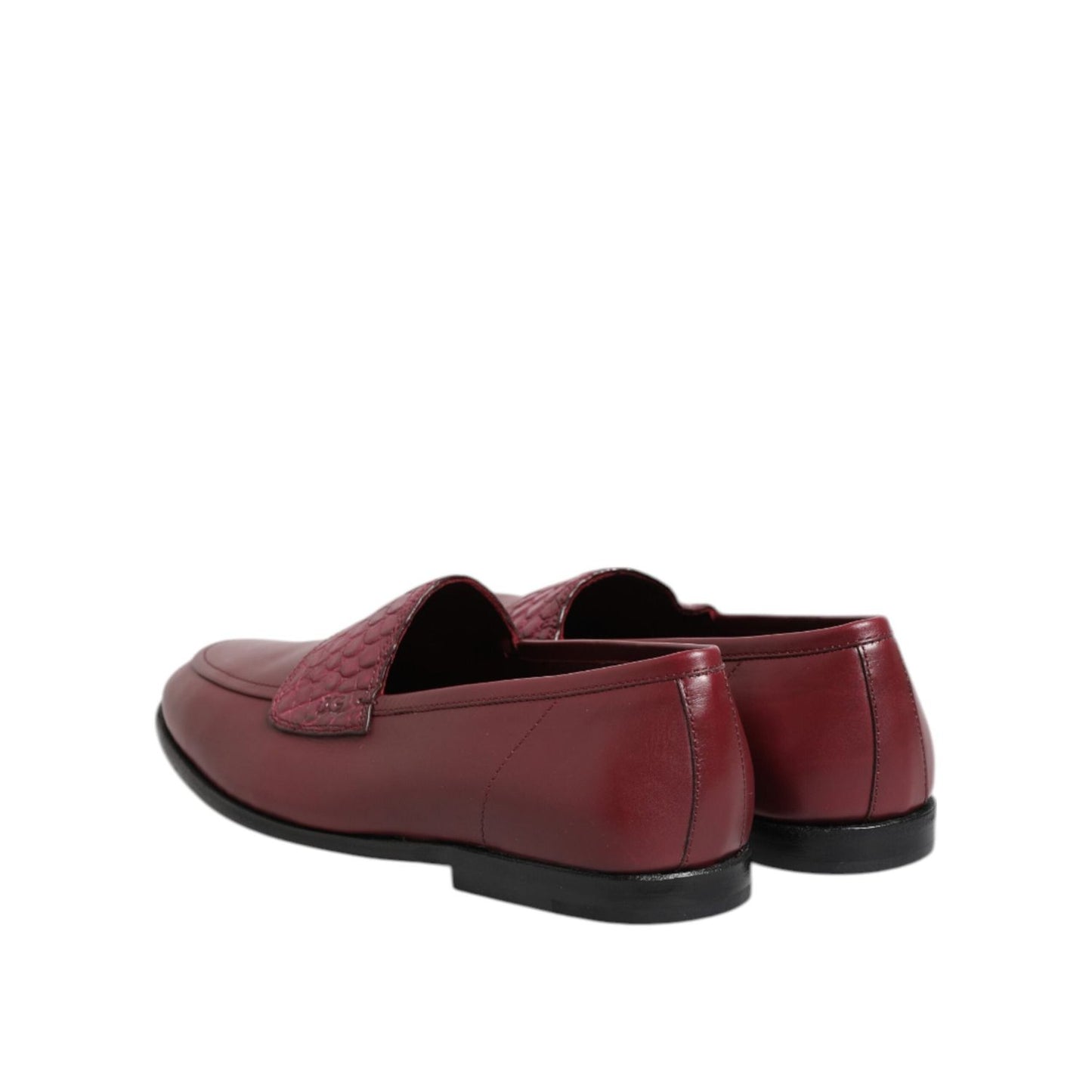 Dolce & Gabbana Burgundy Leather Formal Slip On Shoes MV7370-39