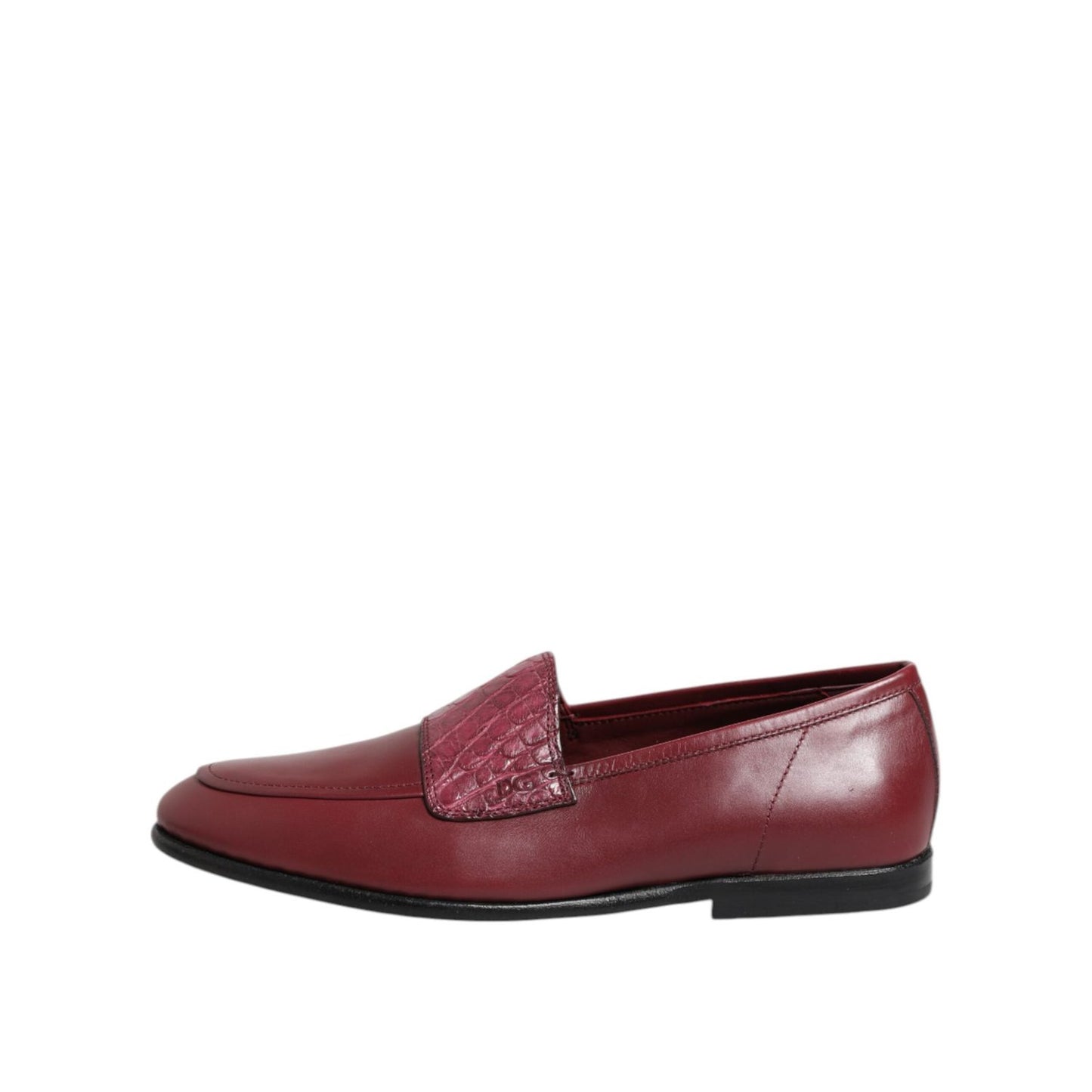 Dolce & Gabbana Burgundy Leather Formal Slip On Shoes MV7370-39