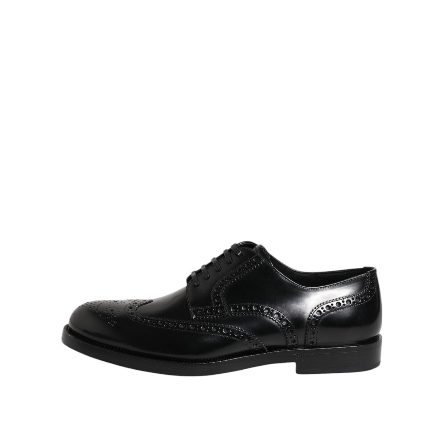 Dolce & Gabbana Black Leather Derby Wingtip Formal Shoes MV7371-40.5