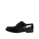 Dolce & Gabbana Black Leather Derby Wingtip Formal Shoes MV7371-40.5