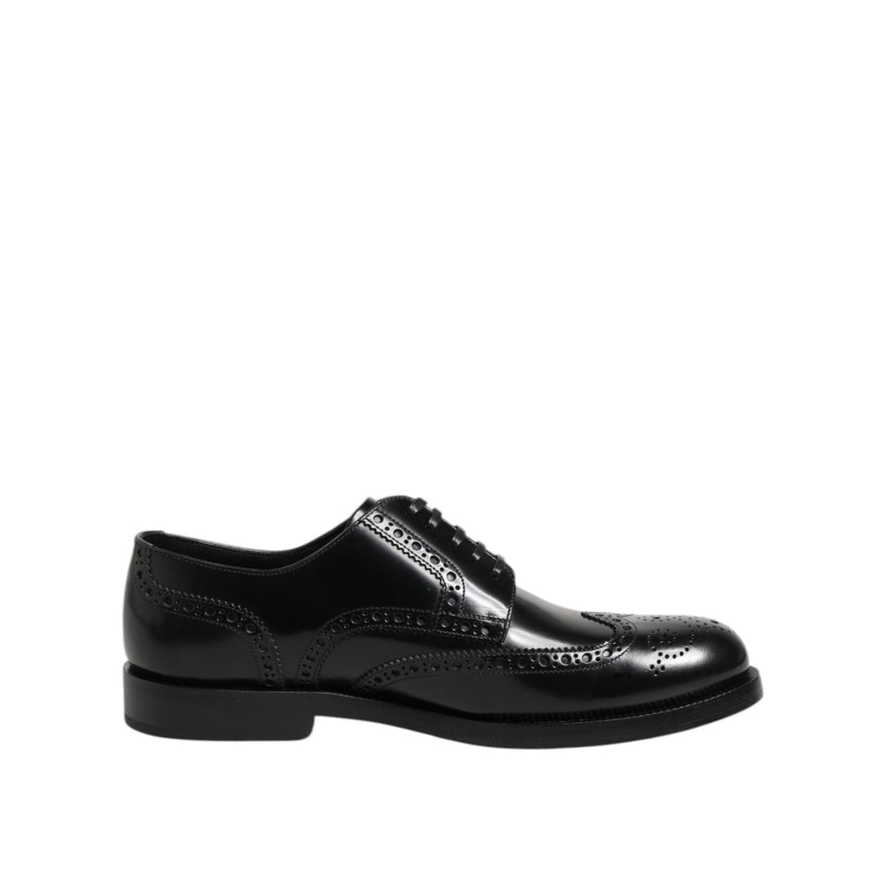 Dolce & Gabbana Black Leather Derby Wingtip Formal Shoes MV7371-40.5