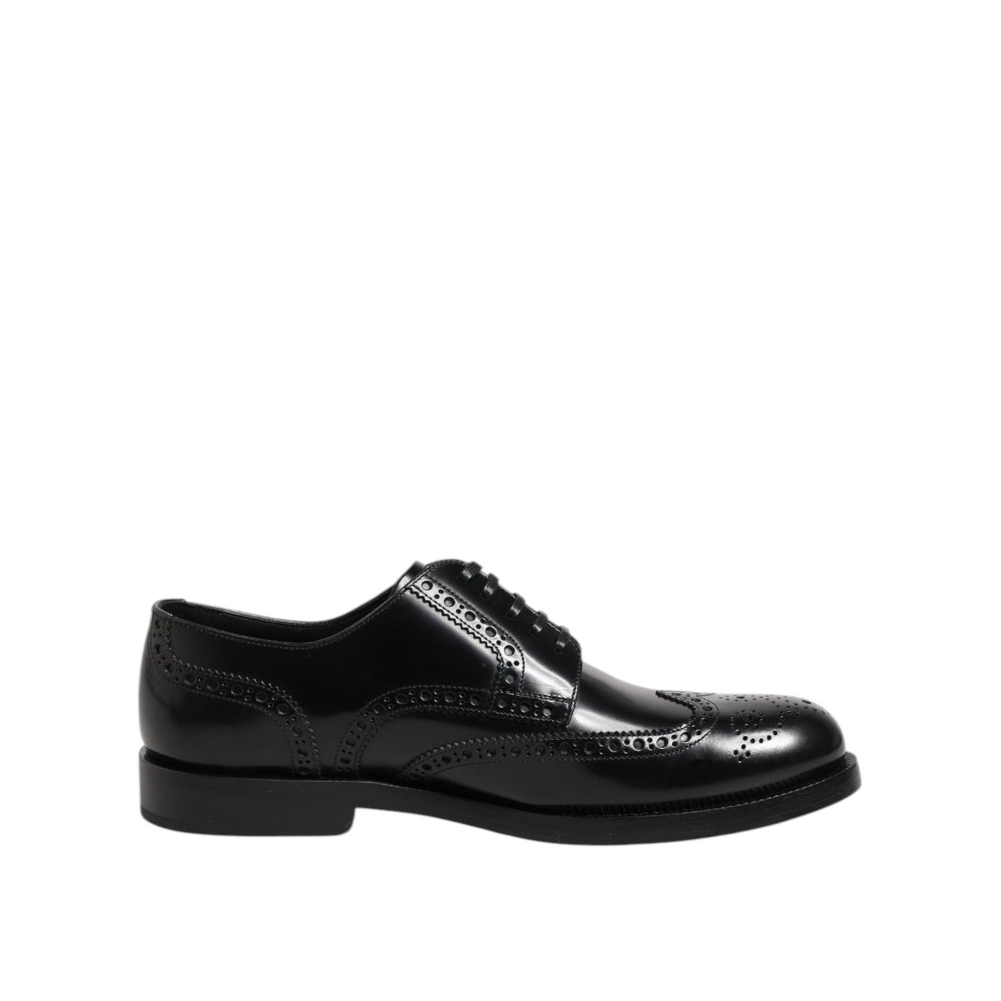 Dolce & Gabbana Black Leather Derby Wingtip Formal Shoes MV7371-40.5