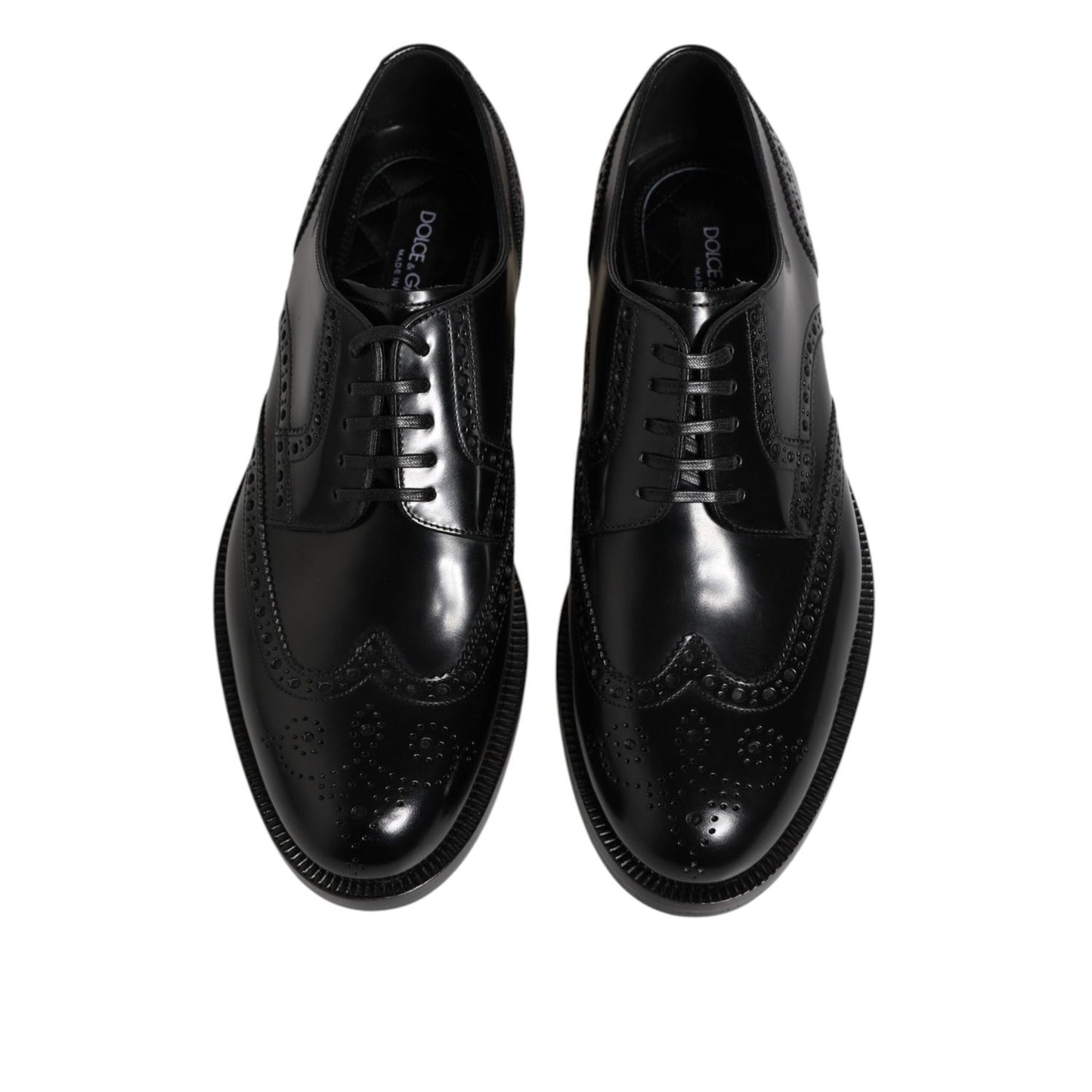 Dolce & Gabbana Black Leather Derby Wingtip Formal Shoes MV7523-40