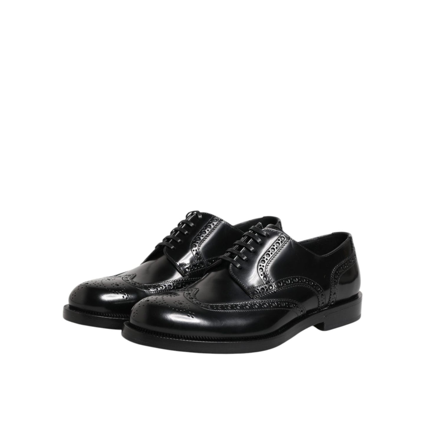 Dolce & Gabbana Black Leather Derby Wingtip Formal Shoes MV7523-40
