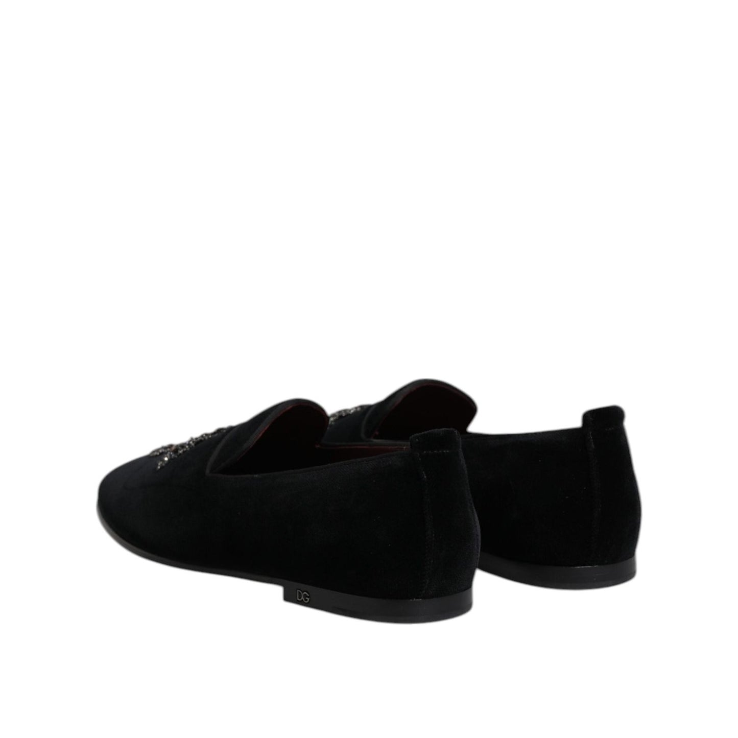 Dolce & Gabbana Black Suede Cross Slip On Loafers Dress Shoes MV7625-39