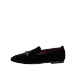 Dolce & Gabbana Black Suede Cross Slip On Loafers Dress Shoes MV7625-39