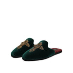 Dolce & Gabbana Green Velvet Cross Embellished Slippers Shoes MV7387-39