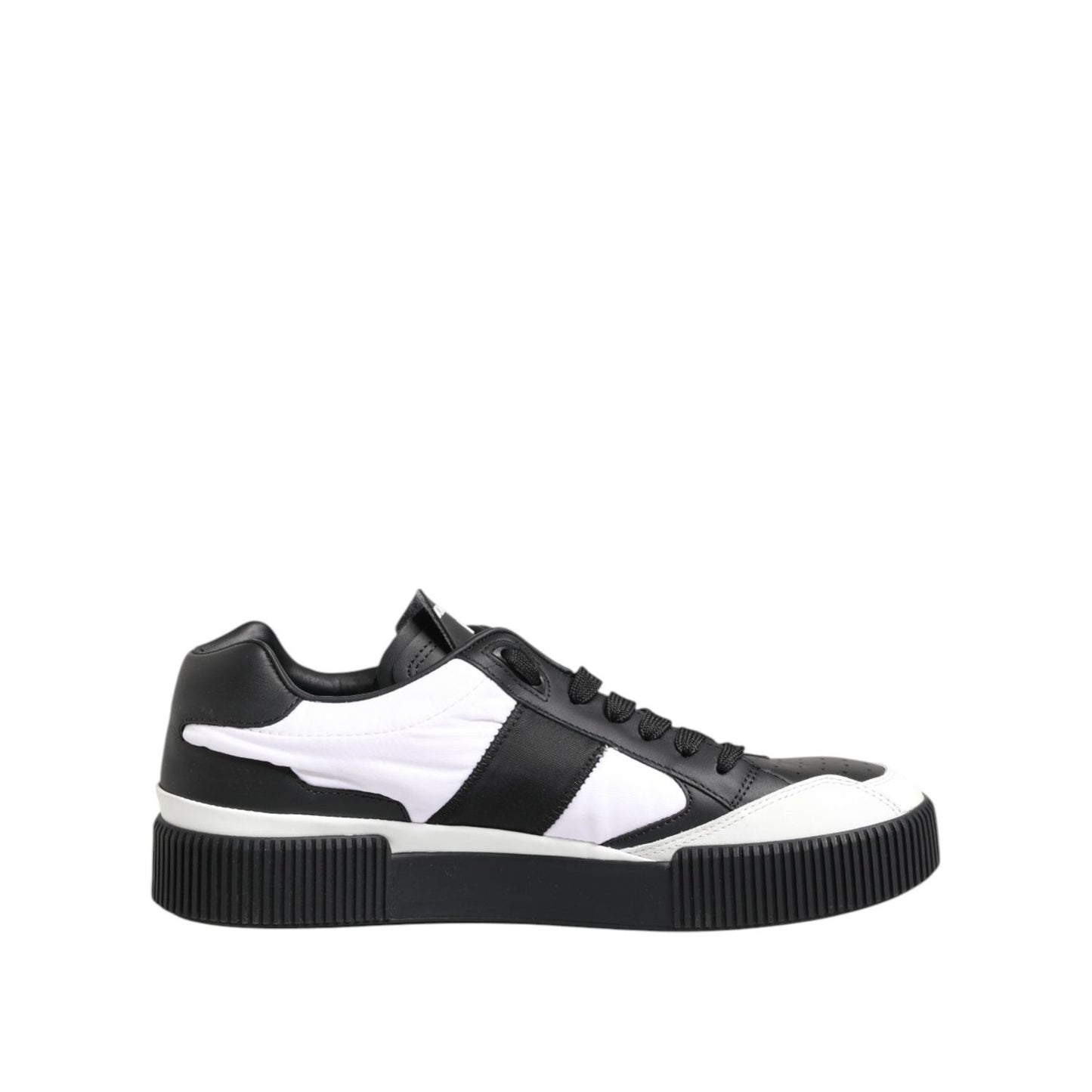 Dolce & Gabbana Black White Leather MIAMI Low Top Sneakers Shoes MV7780-41