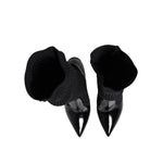 Dolce & Gabbana Black Leather Ribbed Knit Knee Boots Shoes LA11449-38