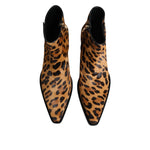 Dolce & Gabbana Brown Leopard Calf Fur Ankle Boots Shoes LA11624-40