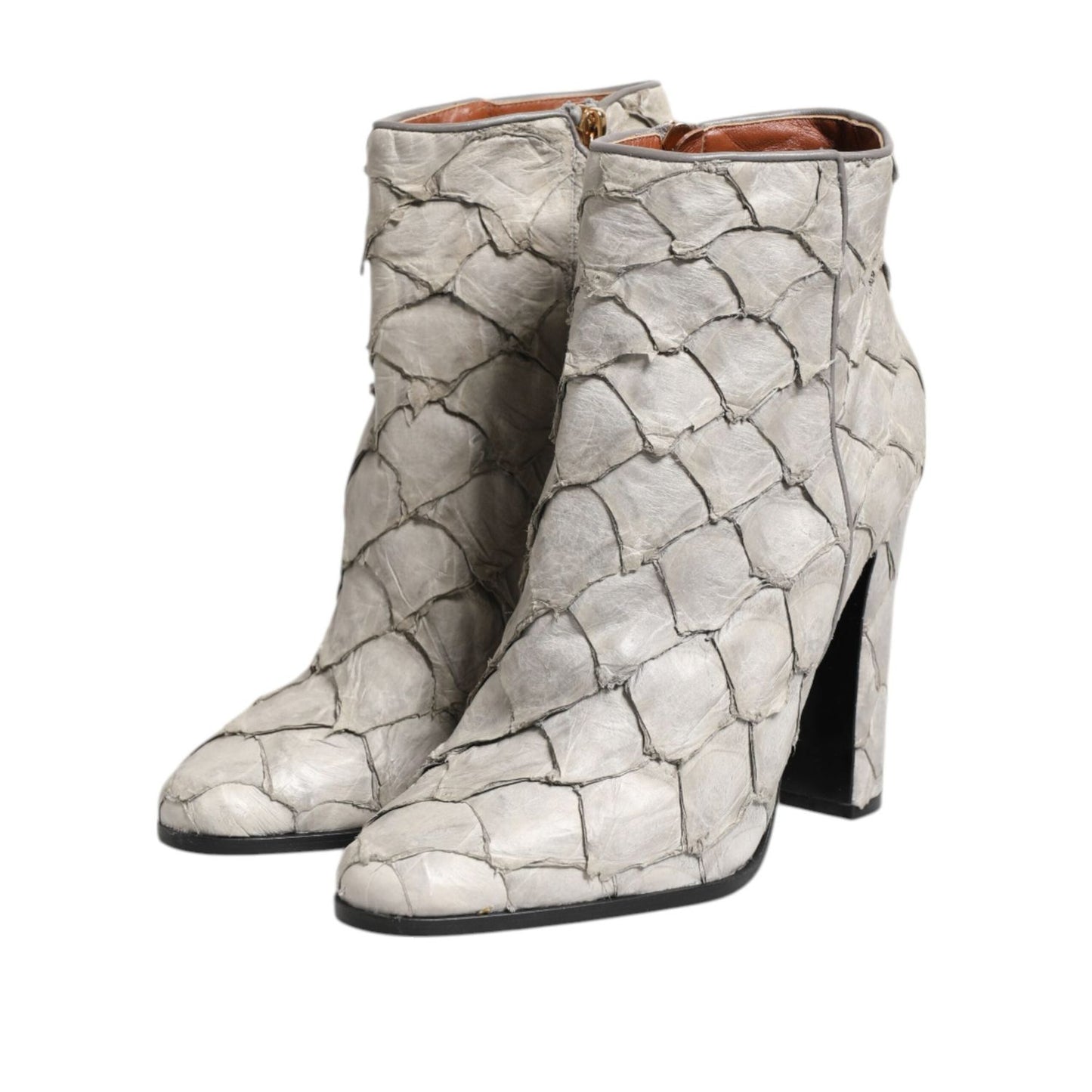 Dolce & Gabbana Off White Leather Heels Ankle Boots Shoes LA12640-39