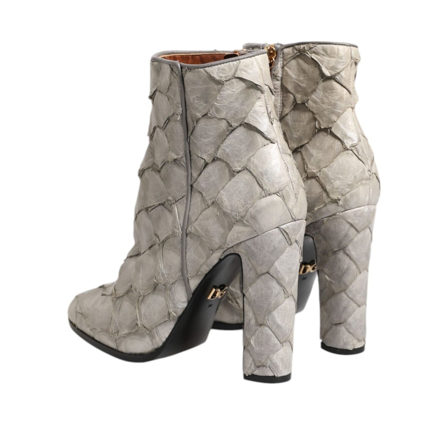 Dolce & Gabbana Off White Leather Heels Ankle Boots Shoes LA12640-39