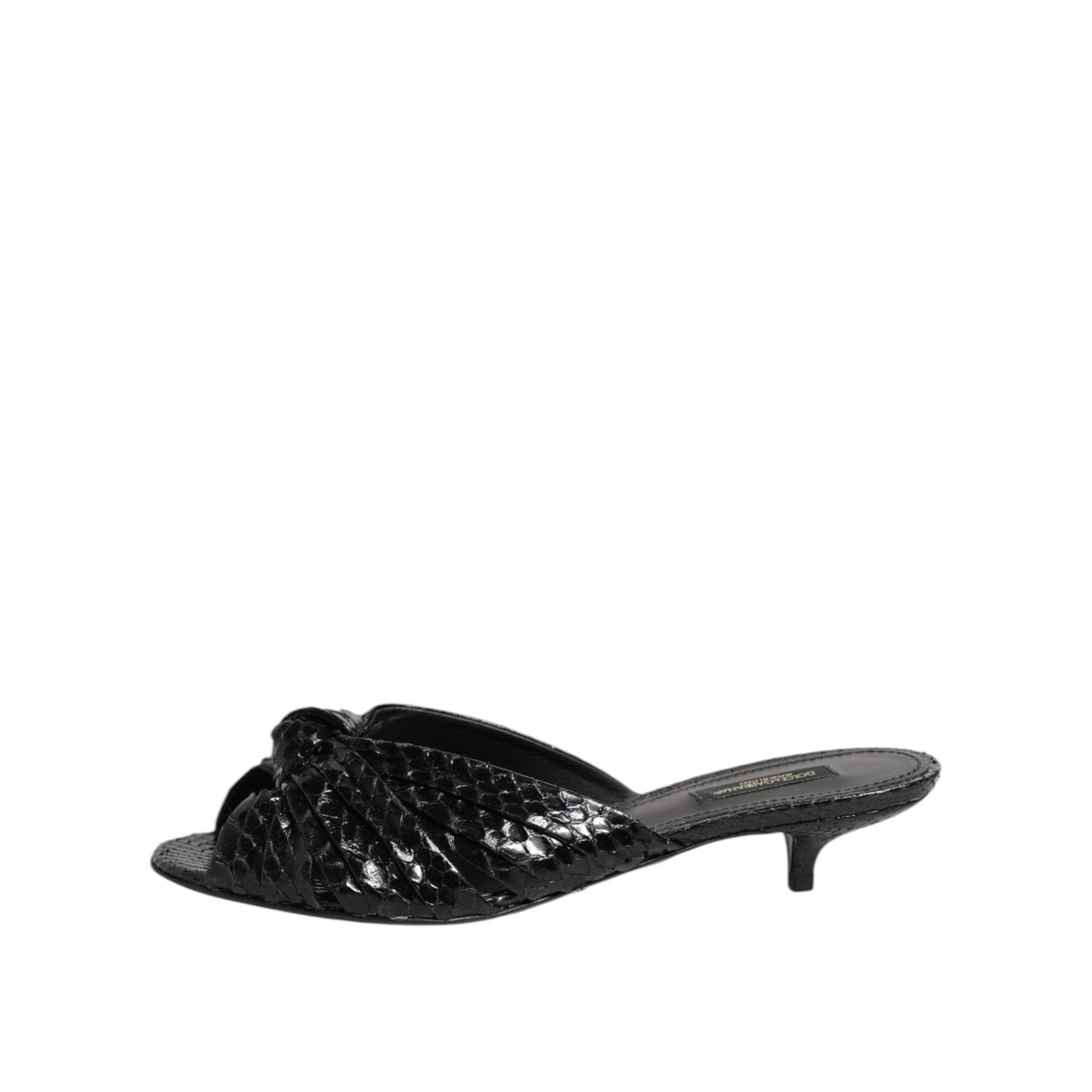 Dolce & Gabbana Black Leather Heels Slides Sandals Shoes LA11469-36