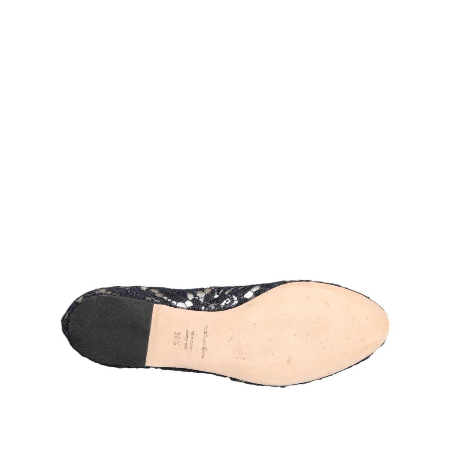 Dolce & Gabbana Blue Taormina Lace Crystals Flats Shoes LA12803-36.5