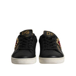 Dolce & Gabbana Black Leather Sacred Heart Sneakers Shoes LA12673-38