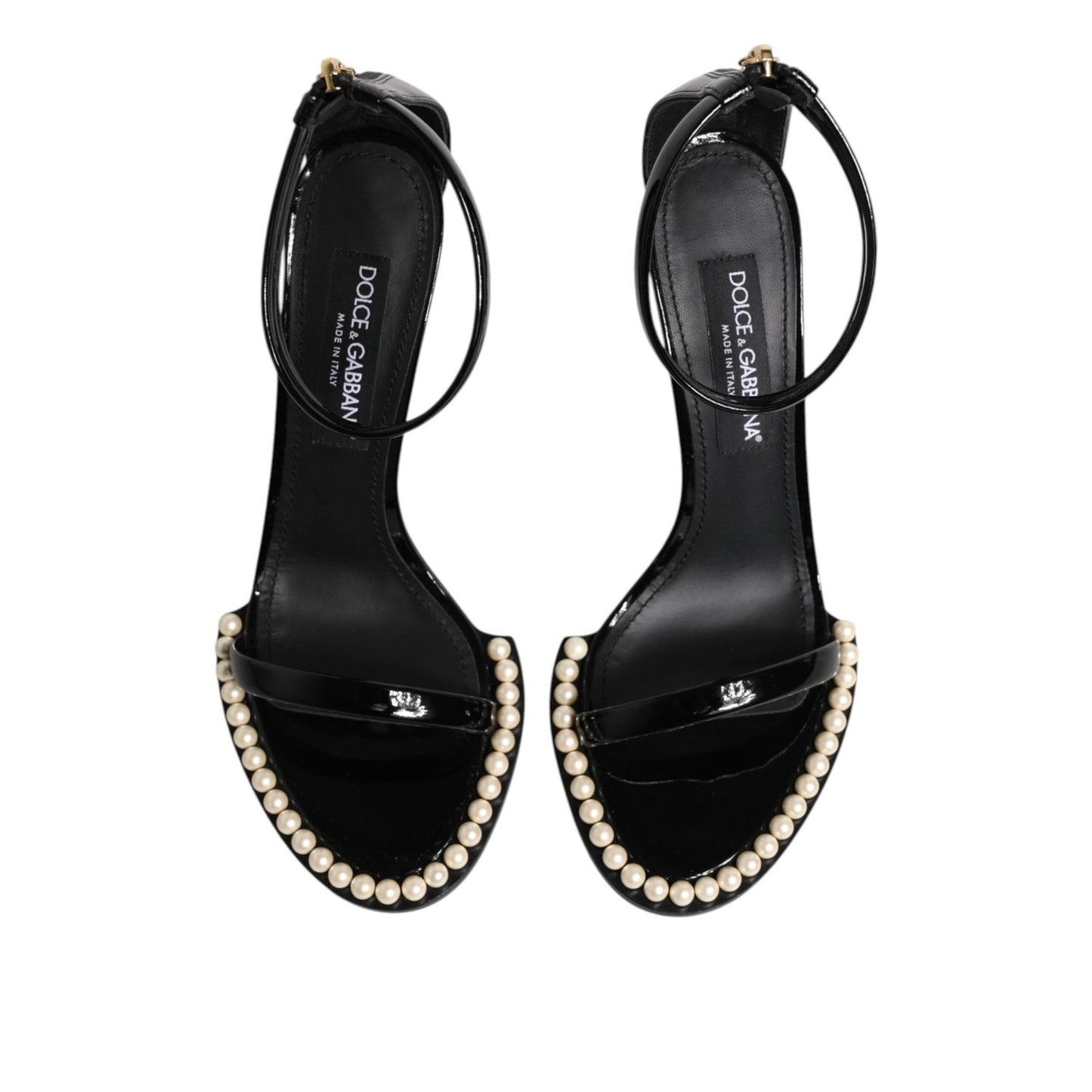 Dolce & Gabbana Black KEIRA Pearl Embellished Sandals Shoes LA11442-40.5