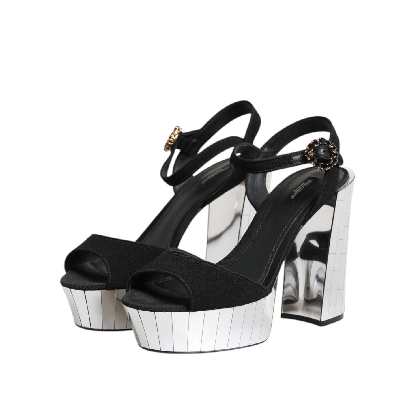Dolce & Gabbana Black Crystal Ankle Strap Keira Sandal Shoes LA11454-41