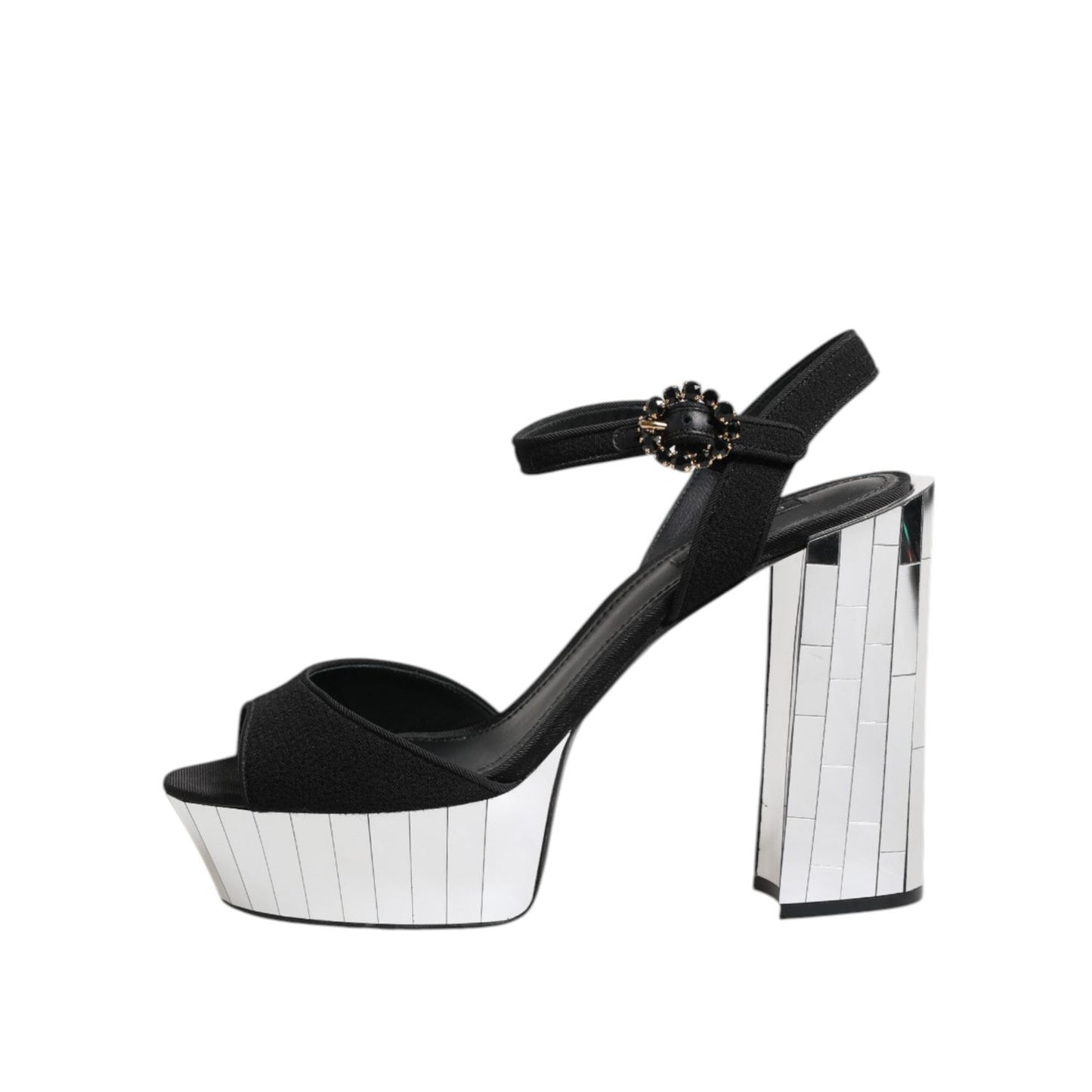 Dolce & Gabbana Black Crystal Ankle Strap Keira Sandal Shoes LA11454-41