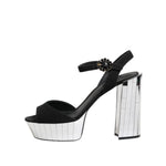 Dolce & Gabbana Black Crystal Ankle Strap Keira Sandal Shoes LA11454-41