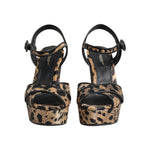 Dolce & Gabbana Brown Leopard Wedges Ankle Strap Sandals Shoes LA11460-37