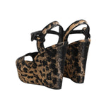 Dolce & Gabbana Brown Leopard Wedges Ankle Strap Sandals Shoes LA11460-37