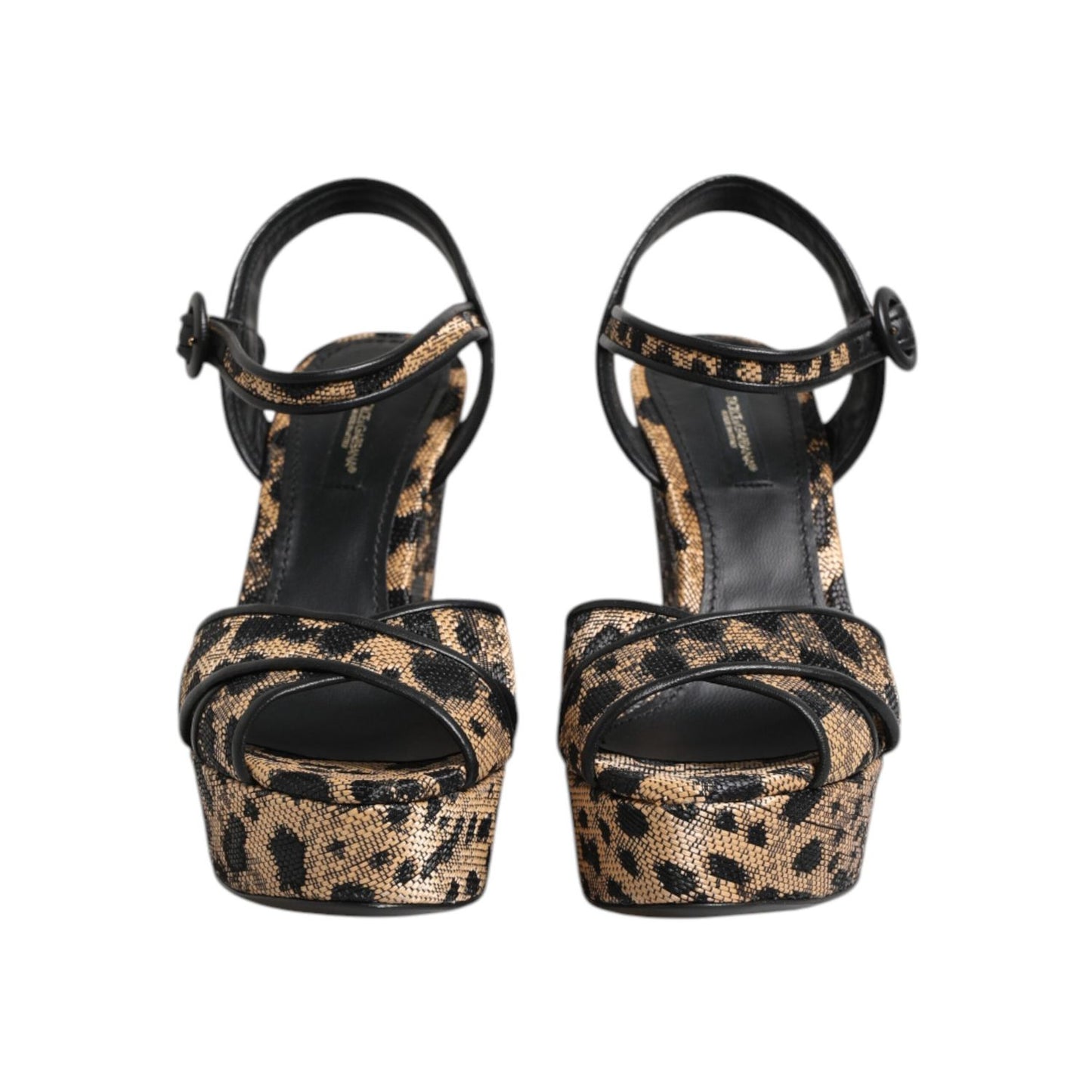 Dolce & Gabbana Brown Leopard Wedges Ankle Strap Sandals Shoes LA11461-39