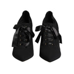 Dolce & Gabbana Black Lace Up Stiletto Heels Pumps Shoes LA11465-39.5