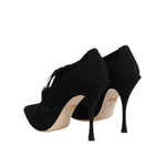 Dolce & Gabbana Black Lace Up Stiletto Heels Pumps Shoes LA11465-39.5